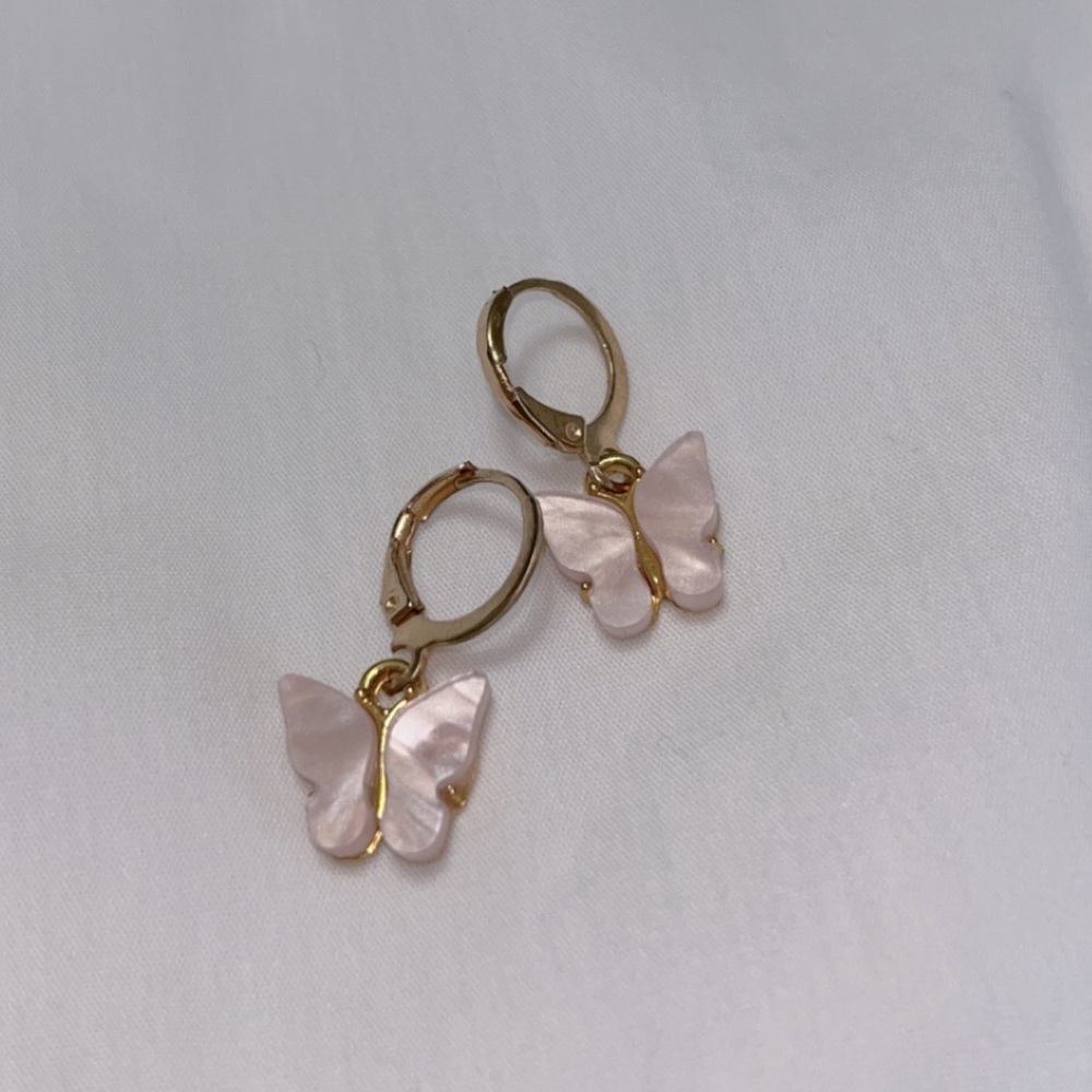 dainty pink butterfly clip earrings